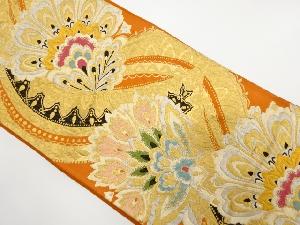 アンティーク　よろけ縞に唐花模様織出し袋帯（材料）